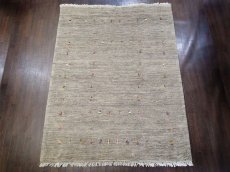 画像4: ペルシャ ギャッベ リビング 2m サイズ ラグ 200 x 158 cm 15 ハンドメイド ギャベ 天然 ウール 手織り 絨毯 カーペット ナチュラル 灰 グレー シンプル 動物 柄 (4)