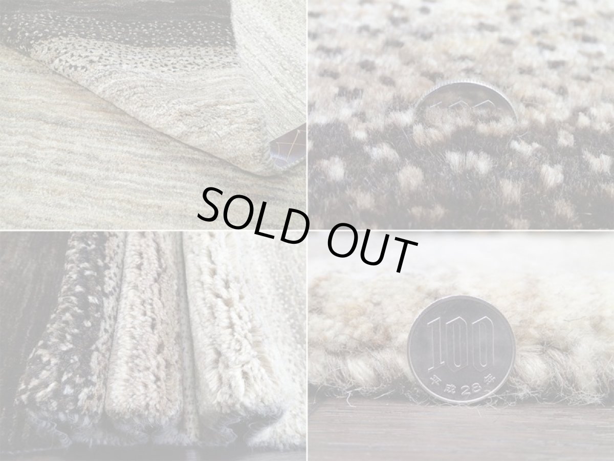 画像11: ペルシャ ギャッベ リビング 2m サイズ ラグ 200 x 149 cm 14 ハンドメイド ギャベ 天然 ウール 手織り 絨毯 カーペット ナチュラル 灰 茶 クリーム シンプル グラデーション (11)