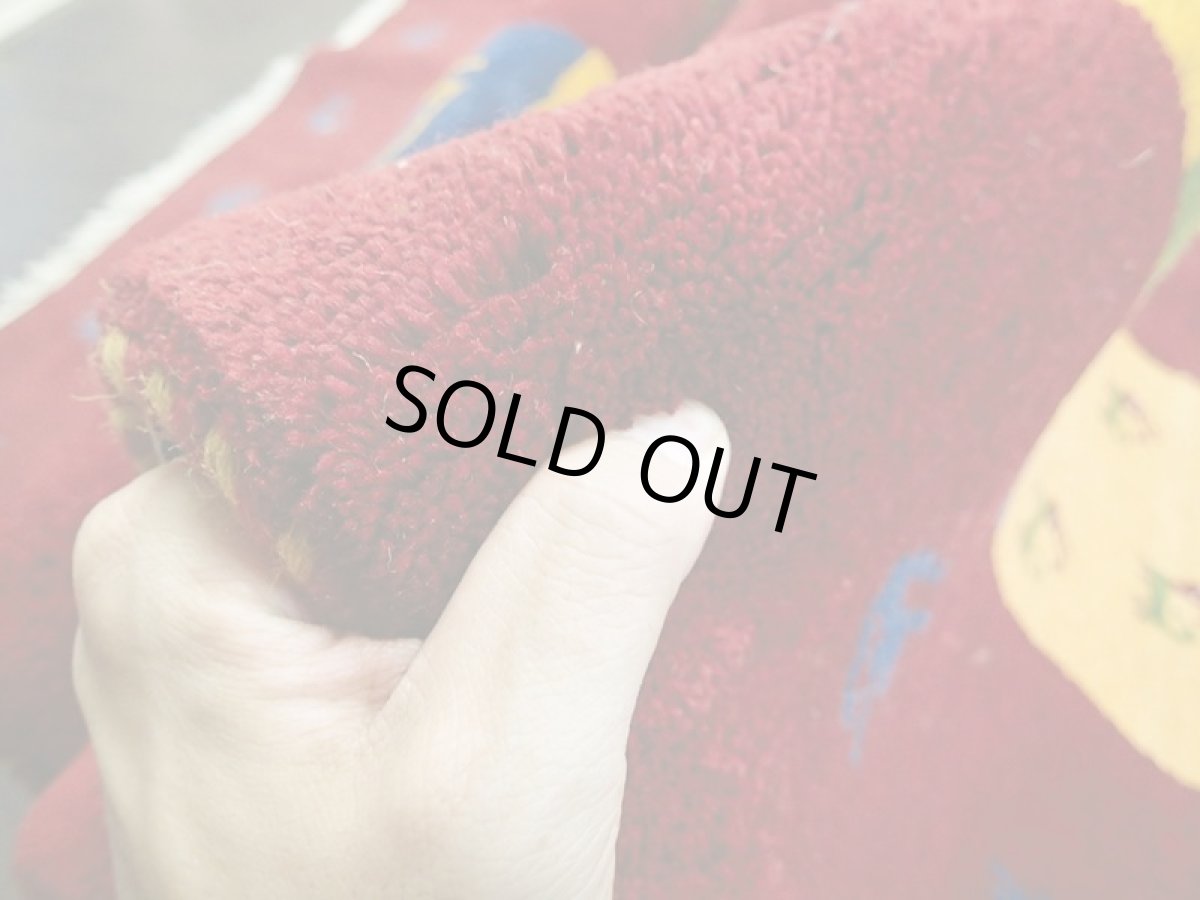 画像8: ペルシャ ギャッベ リビング 2.5m サイズ ラグ 250 x 173 cm 17 ハンドメイド ギャベ 天然 ウール 手織り 絨毯 カーペット エンジ ワインレッド 赤 シンプル 動物  木 柄 (8)