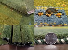 画像10: ペルシャ ギャッベ リビング 2.3m サイズ ラグ 235 x 163 cm 18 ハンドメイド ギャベ 天然 ウール 手織り 絨毯 カーペット 緑 黄 シンプル 動物  木 柄 (10)