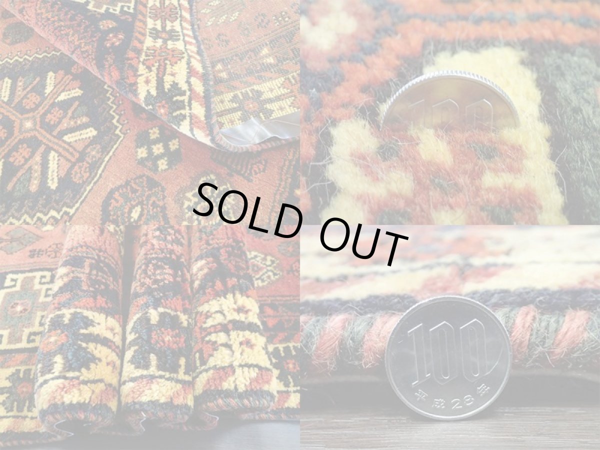 画像10: ペルシャ ギャッベ 1.7m センター ラグ サイズ 171 x 118 cm c193 ハンドメイド ギャベ 天然 ウール 手織り 絨毯 カーペット オレンジ 黄 紺 トライバル メダリオン (10)