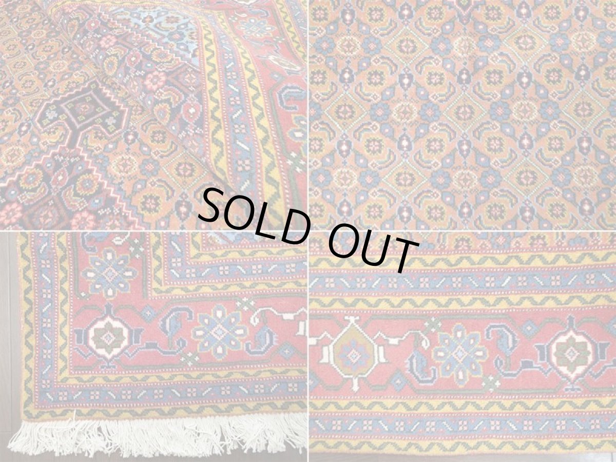 画像10: ペルシャ 絨毯 ムード 2.8m リビング ダイニング サイズ 283 x 194 cm 12 手織り 天然 ウール ラグ カーペット 茶 青 赤 黄 トランジ マヒ メダリオン 柄 (10)