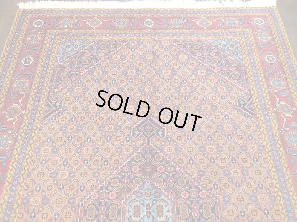 画像6: ペルシャ 絨毯 ムード 2.8m リビング ダイニング サイズ 283 x 194 cm 12 手織り 天然 ウール ラグ カーペット 茶 青 赤 黄 トランジ マヒ メダリオン 柄 (6)