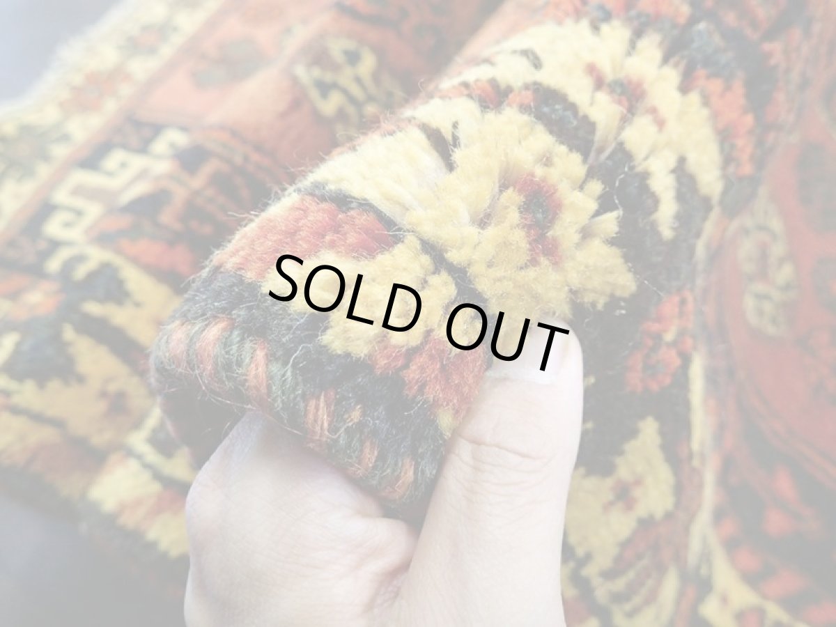 画像7: ペルシャ ギャッベ 1.7m センター ラグ サイズ 171 x 118 cm c193 ハンドメイド ギャベ 天然 ウール 手織り 絨毯 カーペット オレンジ 黄 紺 トライバル メダリオン (7)