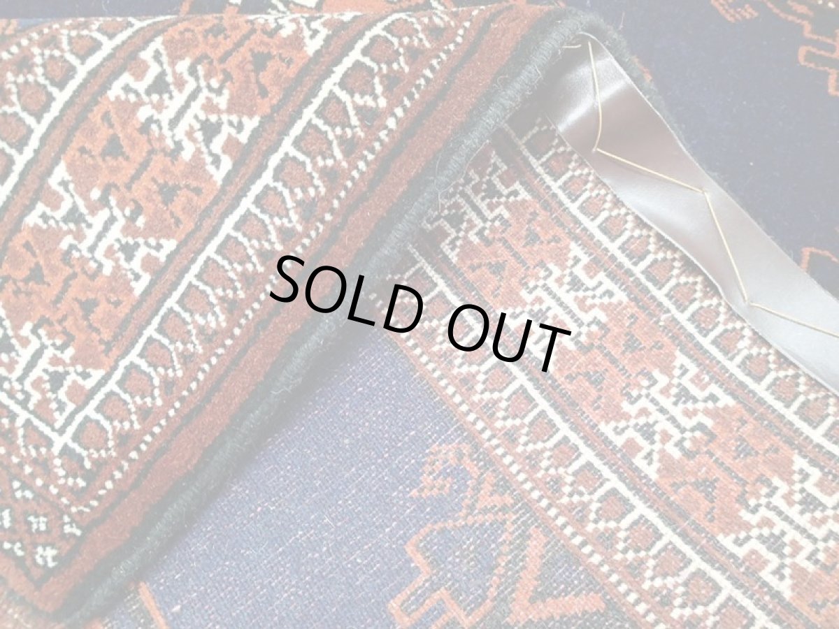 画像7: 新品 トルクメン ペルシャ 絨毯 1.2m アクセント サイズ 126 x 84 cm 195 トライバル ラグ 天然 ウール 敷物 マット カーペット 紺 エンジ 茶 赤 民族 柄 (7)