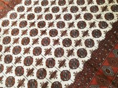 画像10: 新品 ペルシャ 絨毯 トルクメン 2.8m リビング ダイニング サイズ 285 x 215 cm 31 トライバル ラグ 天然 ウール 敷物 マット カーペット エンジ 赤 茶 クリーム 民族 柄 大判 (10)