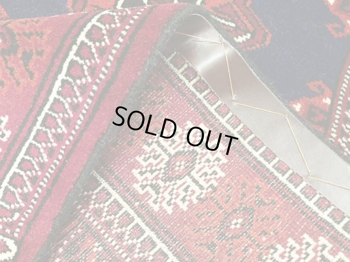 画像7: 新品 トルクメン ペルシャ 絨毯 1.2m アクセント サイズ 123 x 78 cm 193 トライバル ラグ 天然 ウール 敷物 マット カーペット ワインレッド 紺 赤 民族 柄 (7)