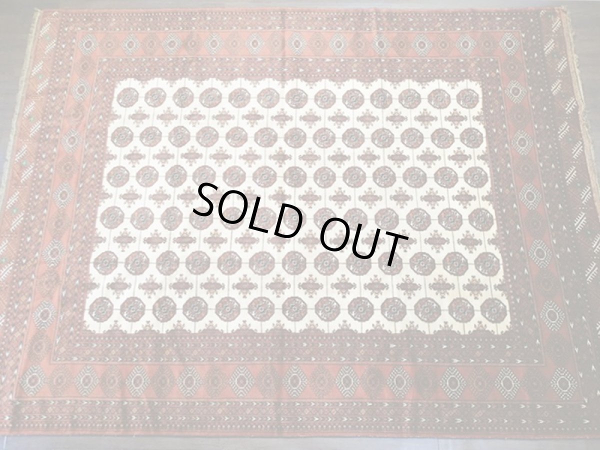 画像5: 新品 ペルシャ 絨毯 トルクメン 2.8m リビング ダイニング サイズ 285 x 215 cm 31 トライバル ラグ 天然 ウール 敷物 マット カーペット エンジ 赤 茶 クリーム 民族 柄 大判 (5)