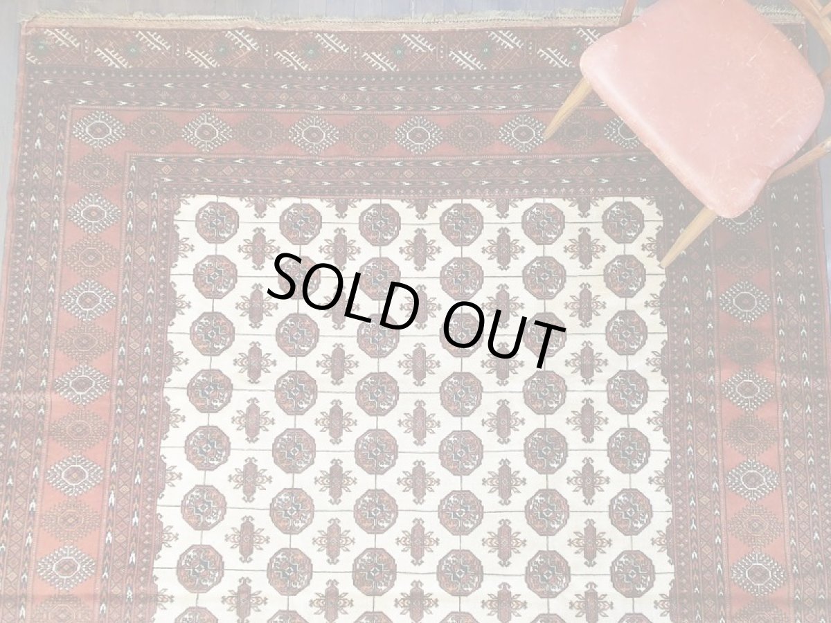 画像9: 新品 ペルシャ 絨毯 トルクメン 2.8m リビング ダイニング サイズ 285 x 215 cm 31 トライバル ラグ 天然 ウール 敷物 マット カーペット エンジ 赤 茶 クリーム 民族 柄 大判 (9)