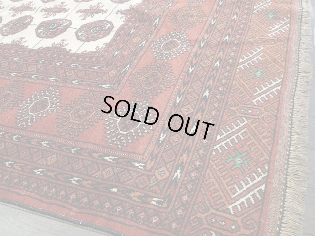 画像11: 新品 ペルシャ 絨毯 トルクメン 2.8m リビング ダイニング サイズ 285 x 215 cm 31 トライバル ラグ 天然 ウール 敷物 マット カーペット エンジ 赤 茶 クリーム 民族 柄 大判 (11)