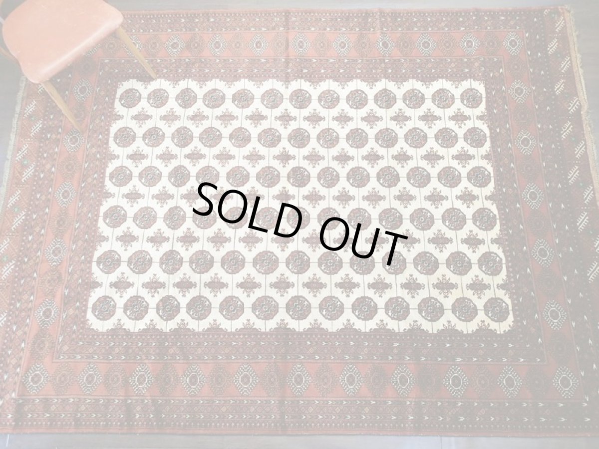 画像6: 新品 ペルシャ 絨毯 トルクメン 2.8m リビング ダイニング サイズ 285 x 215 cm 31 トライバル ラグ 天然 ウール 敷物 マット カーペット エンジ 赤 茶 クリーム 民族 柄 大判 (6)