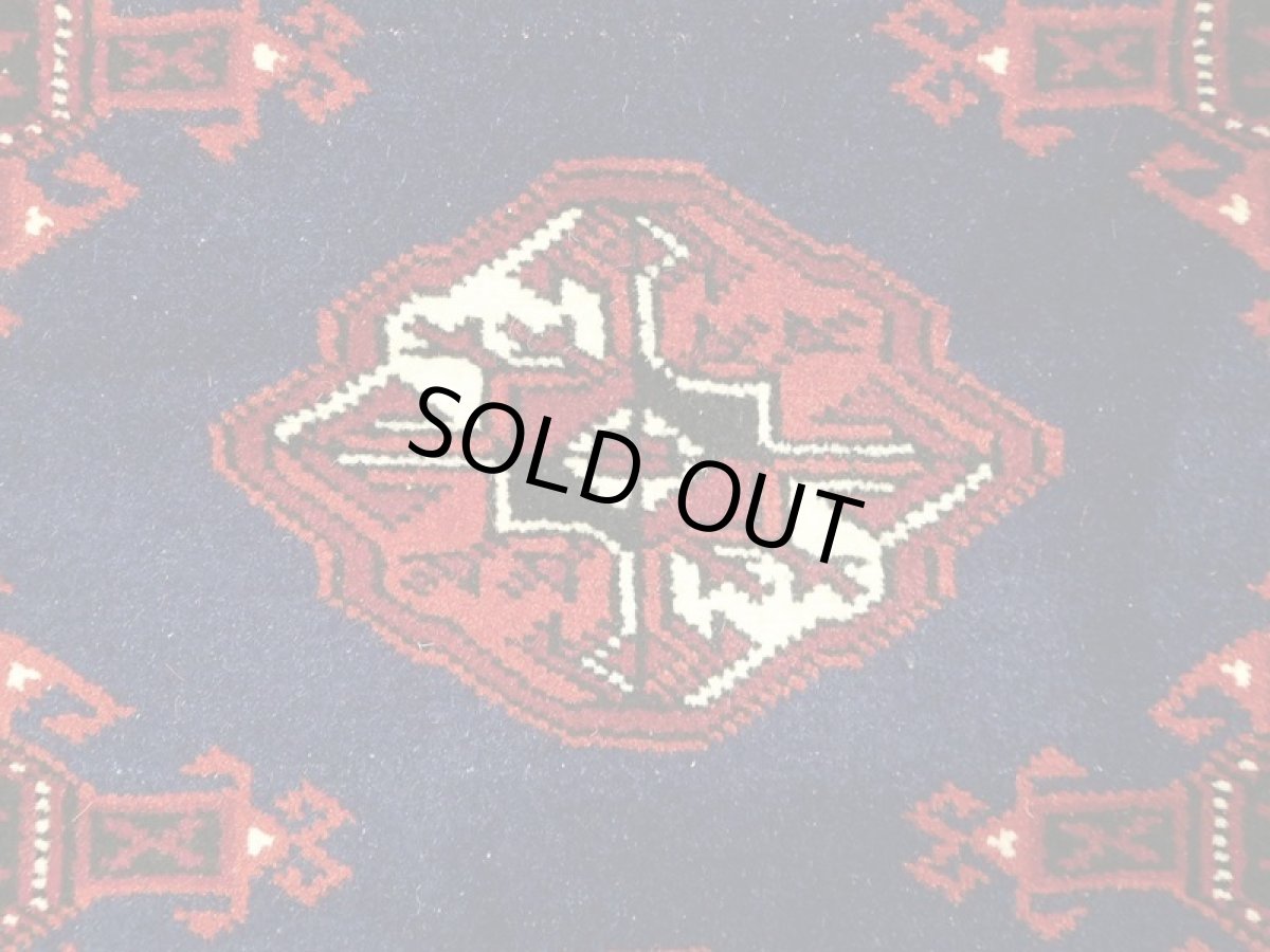 画像6: 新品 トルクメン ペルシャ 絨毯 1.2m アクセント サイズ 123 x 78 cm 193 トライバル ラグ 天然 ウール 敷物 マット カーペット ワインレッド 紺 赤 民族 柄 (6)