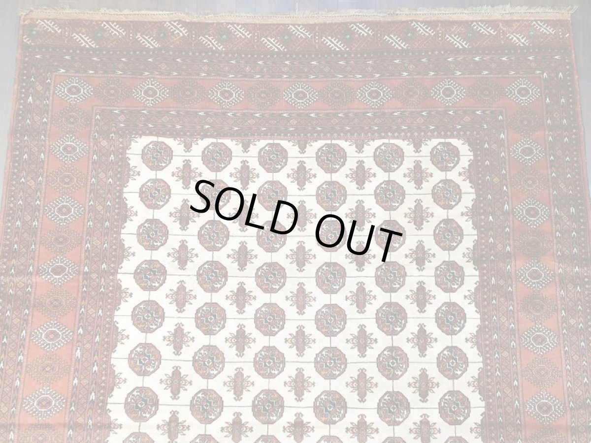 画像8: 新品 ペルシャ 絨毯 トルクメン 2.8m リビング ダイニング サイズ 285 x 215 cm 31 トライバル ラグ 天然 ウール 敷物 マット カーペット エンジ 赤 茶 クリーム 民族 柄 大判 (8)