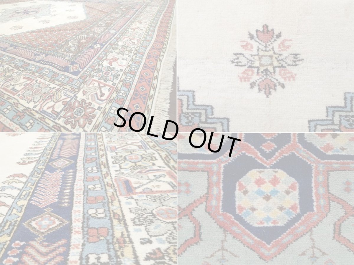 画像10: ペルシャ 絨毯 アルデビル 2.7m リビング ダイニング サイズ 270 x 209 cm 26 トライバル ラグ 天然 ウール 敷物 マット カーペット ナチュラル クリーム 茶 水 空色 カラフル 民族 柄 大判 (10)