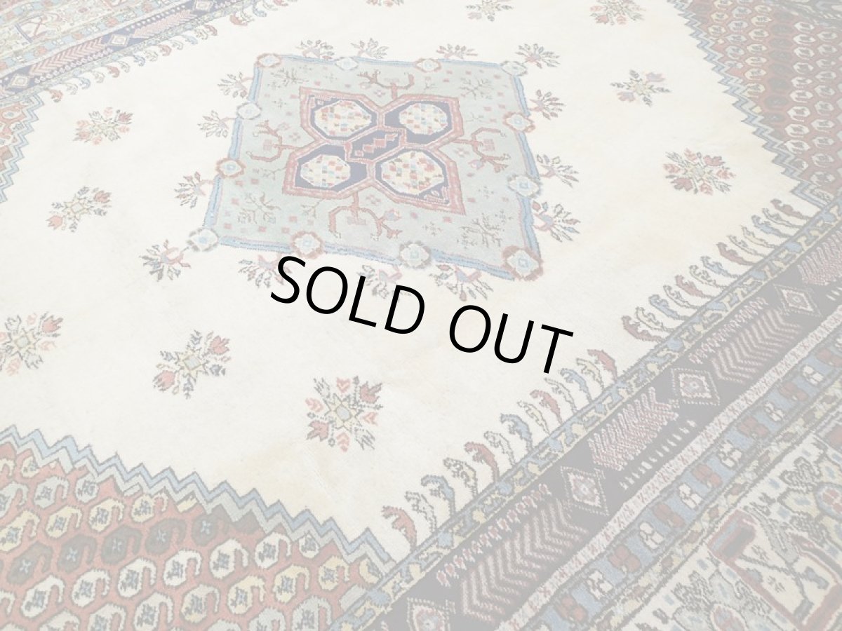 画像7: ペルシャ 絨毯 アルデビル 2.7m リビング ダイニング サイズ 270 x 209 cm 26 トライバル ラグ 天然 ウール 敷物 マット カーペット ナチュラル クリーム 茶 水 空色 カラフル 民族 柄 大判 (7)