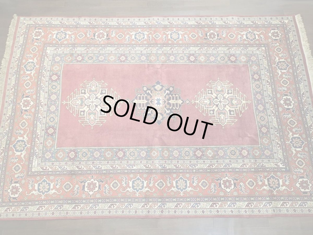 画像2: ペルシャ 絨毯 アルデビル 3m リビング ダイニング サイズ 298 x 203 cm 25 トライバル ラグ 天然 ウール 敷物 マット カーペット ワインレッド 紫 赤 民族 柄 大判 (2)