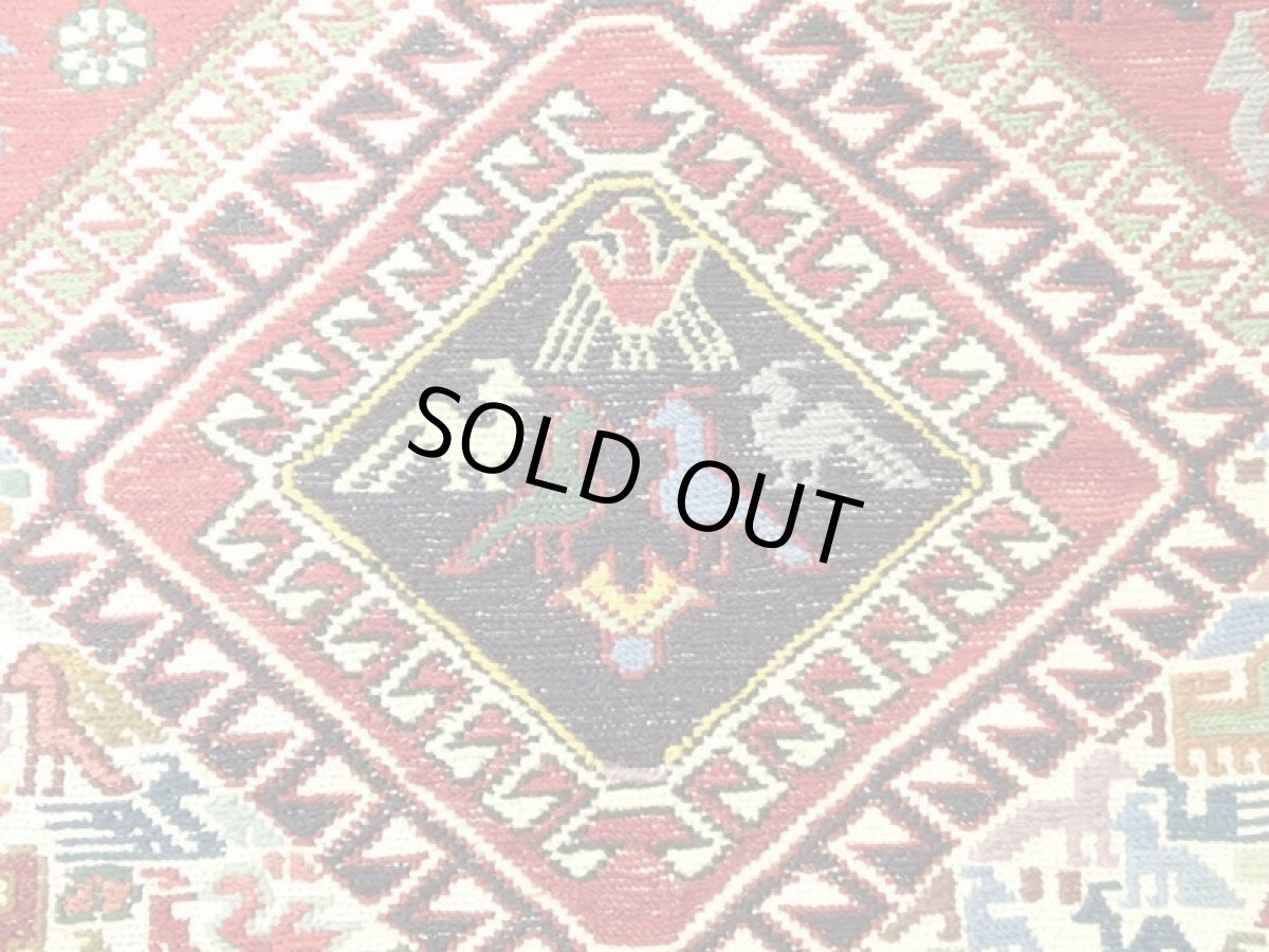 画像7: ペルシャ キリム グーチャン シルク ウール 1m 玄関 マット サイズ 100 x 82 cm 128 スマック 手織り トライバル ラグ 天然 ウール マット 絨毯 カーペット カラフル 動物 柄 (7)