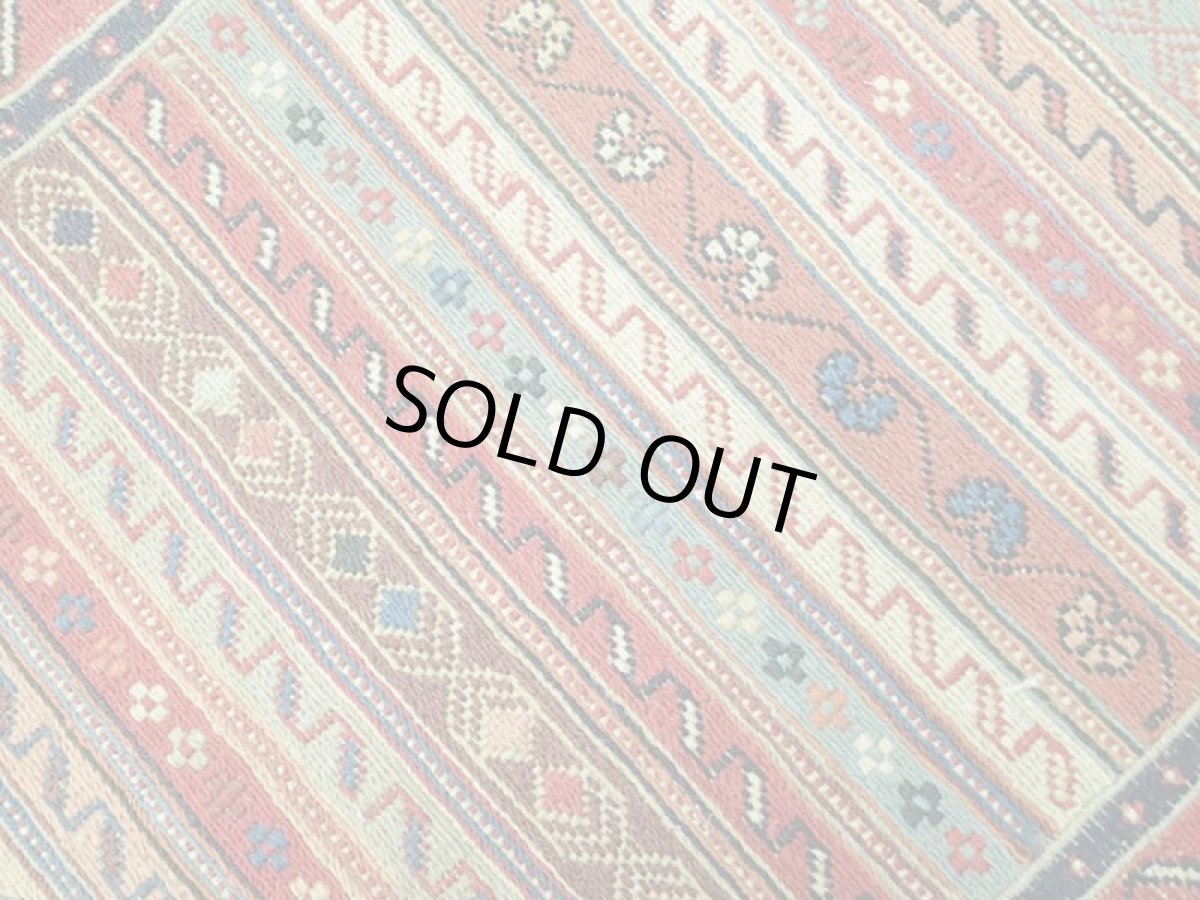 画像5: ペルシャ キリム グーチャン 1m 玄関 マット サイズ 100 x 52 cm 133 スマック 手織り トライバル ラグ 天然 ウール マット 絨毯 カーペット カラフル (5)