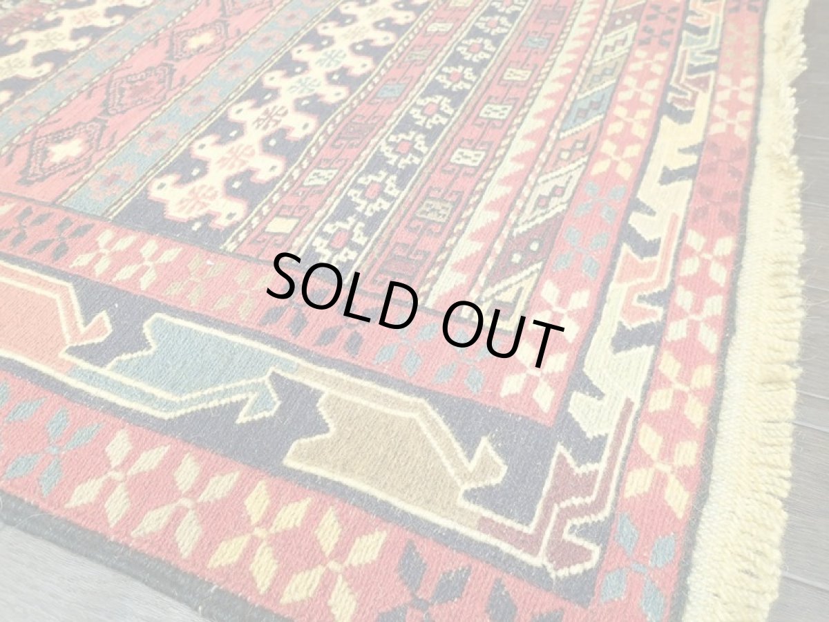 画像6: ペルシャ キリム グーチャン 1m 玄関 マット サイズ 103 x 81 cm 109 スマック 手織り トライバル ラグ 天然 ウール マット 絨毯 カーペット カラフル (6)