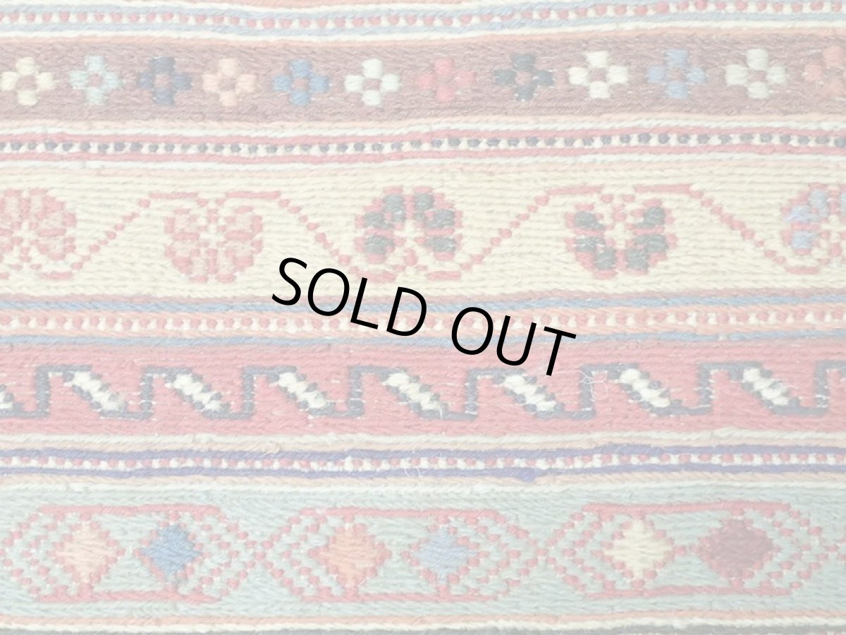 画像8: ペルシャ キリム グーチャン 1m 玄関 マット サイズ 100 x 52 cm 133 スマック 手織り トライバル ラグ 天然 ウール マット 絨毯 カーペット カラフル (8)