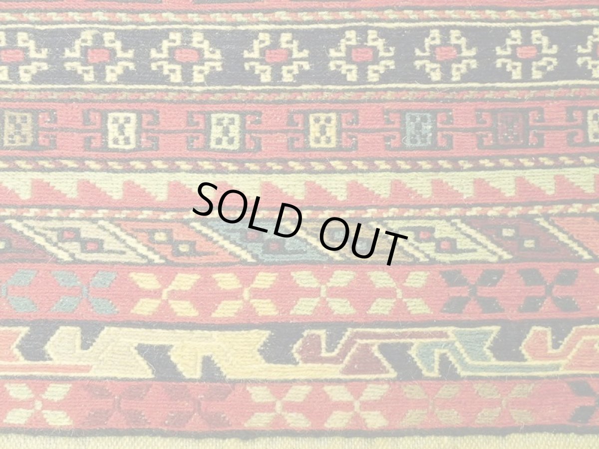 画像7: ペルシャ キリム グーチャン 1m 玄関 マット サイズ 103 x 81 cm 109 スマック 手織り トライバル ラグ 天然 ウール マット 絨毯 カーペット カラフル (7)