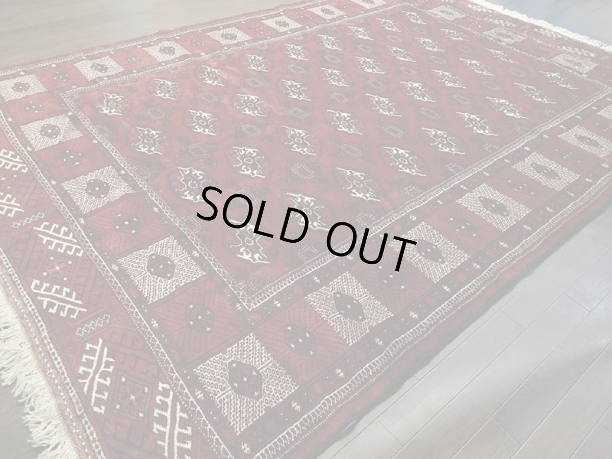 画像6: ペルシャ 絨毯 トルクメン 2.9m リビング ダイニング サイズ 290 x 202 cm B114 トライバル ラグ 天然 ウール 敷物 マット カーペット ワインレッド エンジ 赤 民族 柄 大判 (6)