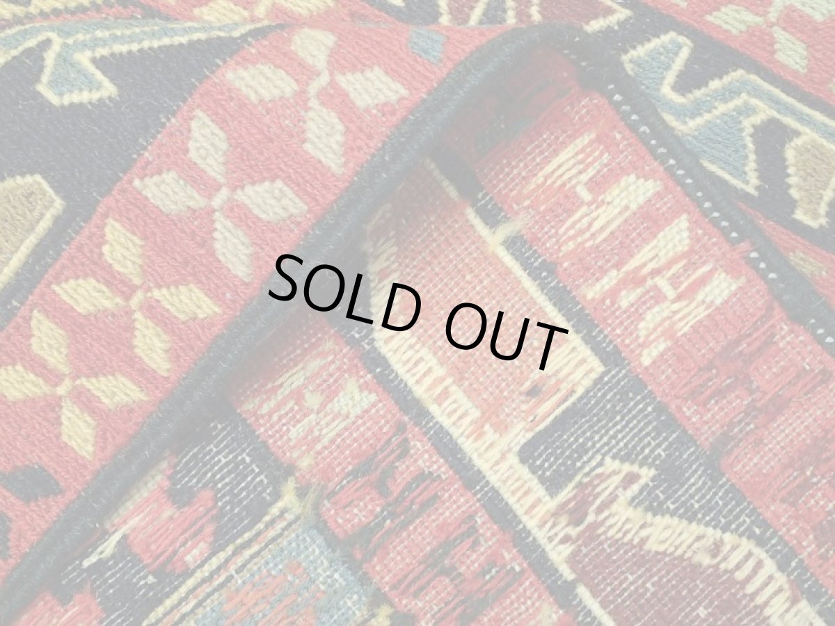 画像8: ペルシャ キリム グーチャン 1m 玄関 マット サイズ 103 x 81 cm 109 スマック 手織り トライバル ラグ 天然 ウール マット 絨毯 カーペット カラフル (8)