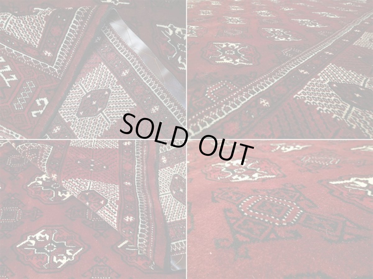 画像12: ペルシャ 絨毯 トルクメン 2.9m リビング ダイニング サイズ 290 x 202 cm B114 トライバル ラグ 天然 ウール 敷物 マット カーペット ワインレッド エンジ 赤 民族 柄 大判 (12)