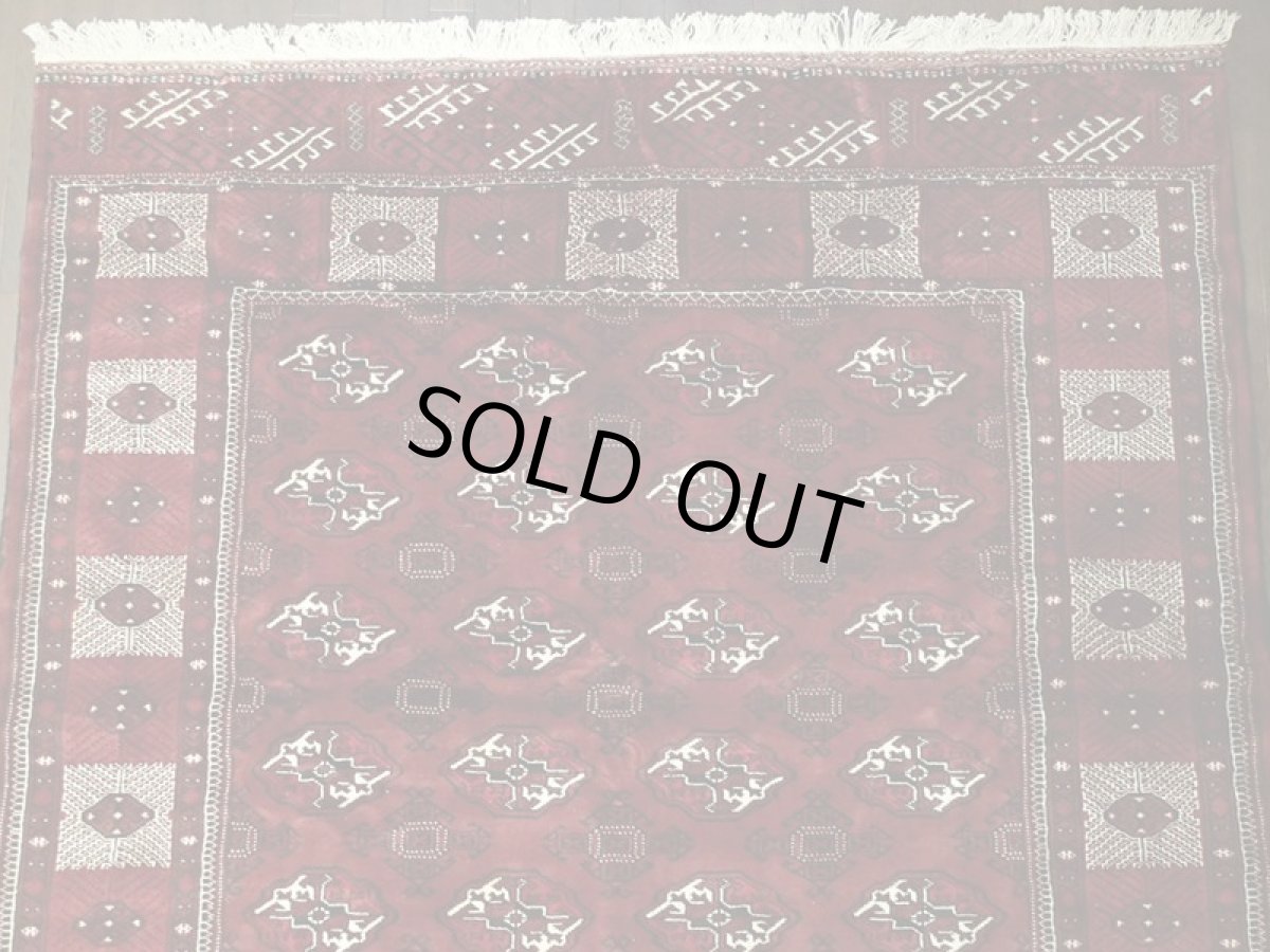 画像4: ペルシャ 絨毯 トルクメン 2.9m リビング ダイニング サイズ 290 x 202 cm B114 トライバル ラグ 天然 ウール 敷物 マット カーペット ワインレッド エンジ 赤 民族 柄 大判 (4)