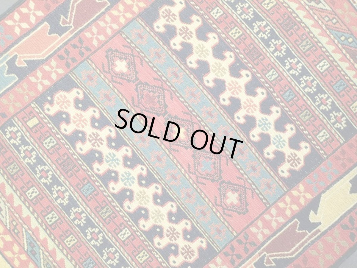 画像5: ペルシャ キリム グーチャン 1m 玄関 マット サイズ 103 x 81 cm 109 スマック 手織り トライバル ラグ 天然 ウール マット 絨毯 カーペット カラフル (5)