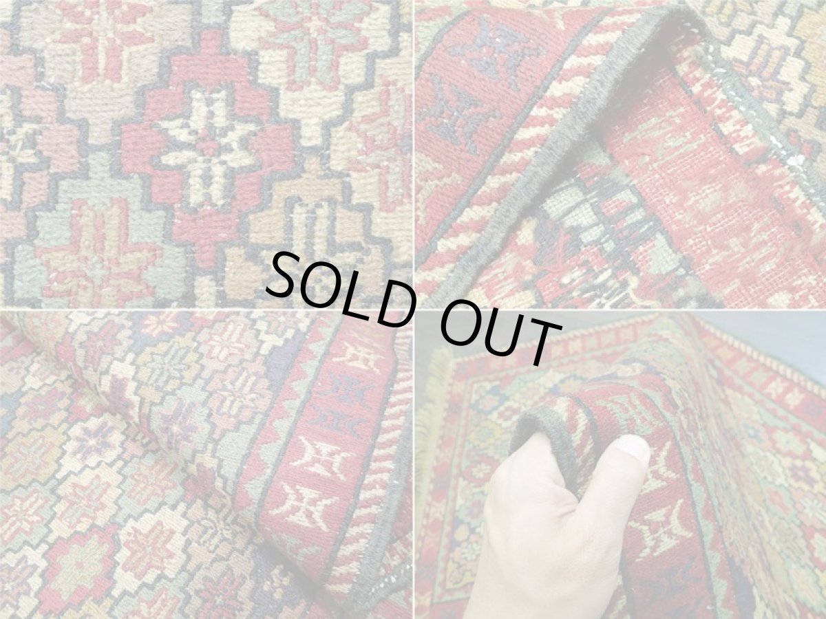 画像10: ペルシャ キリム グーチャン 1m 玄関 マット サイズ 100 x 52 cm 137 スマック 手織り トライバル ラグ 天然 ウール マット 絨毯 カーペット カラフル 花 柄 (10)