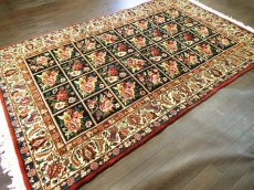 画像6: ペルシャ 絨毯 バクティアリ 2.4m リビング ダイニング サイズ 240 x 150 cm 1C 手織り トライバル ラグ 天然 ウール 敷物 マット カーペット 紺 ピンク カラフル 花 柄 ブロック ヘシティ柄 n-1c-240150a007 (6)
