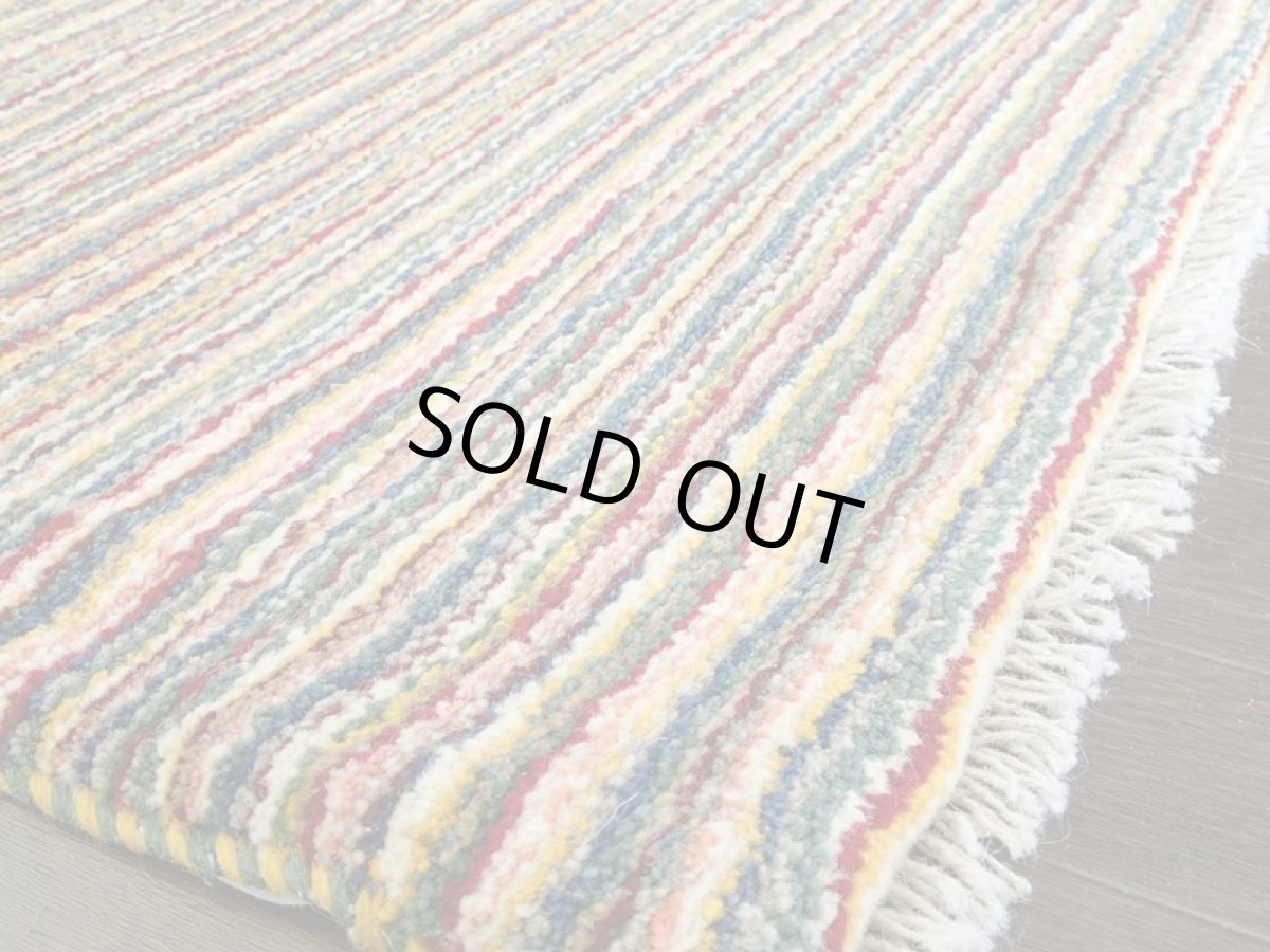 画像6: ペルシャ ギャッベ 1.2m アクセント サイズ ラグ 116 x 77 cm No.115 ハンドメイド ギャベ 肉厚 ウール 手織り トライバルラグ 天然 ウール 絨毯 カーペット カラフル 虹色 クレイジーパターン マルチ カラー n-115-116077s051-002 (6)