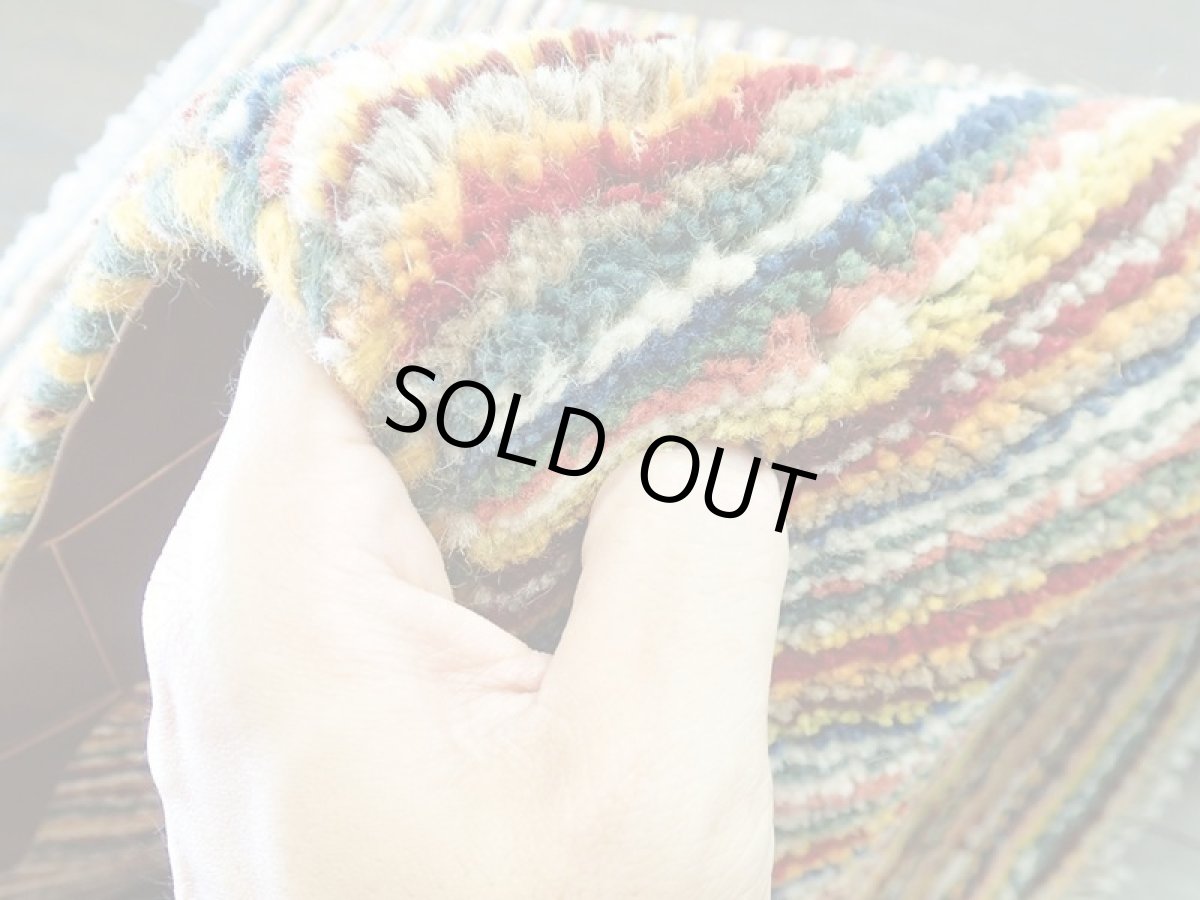 画像7: ペルシャ ギャッベ 1.2m アクセント サイズ ラグ 116 x 77 cm No.115 ハンドメイド ギャベ 肉厚 ウール 手織り トライバルラグ 天然 ウール 絨毯 カーペット カラフル 虹色 クレイジーパターン マルチ カラー n-115-116077s051-002 (7)