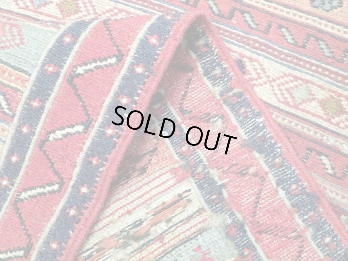 画像7: ペルシャ キリム グーチャン 1m 玄関 マット サイズ 100 x 52 cm 134 スマック 手織り トライバル ラグ 天然 ウール マット 絨毯 カーペット カラフル ラフラ ボーダー (7)