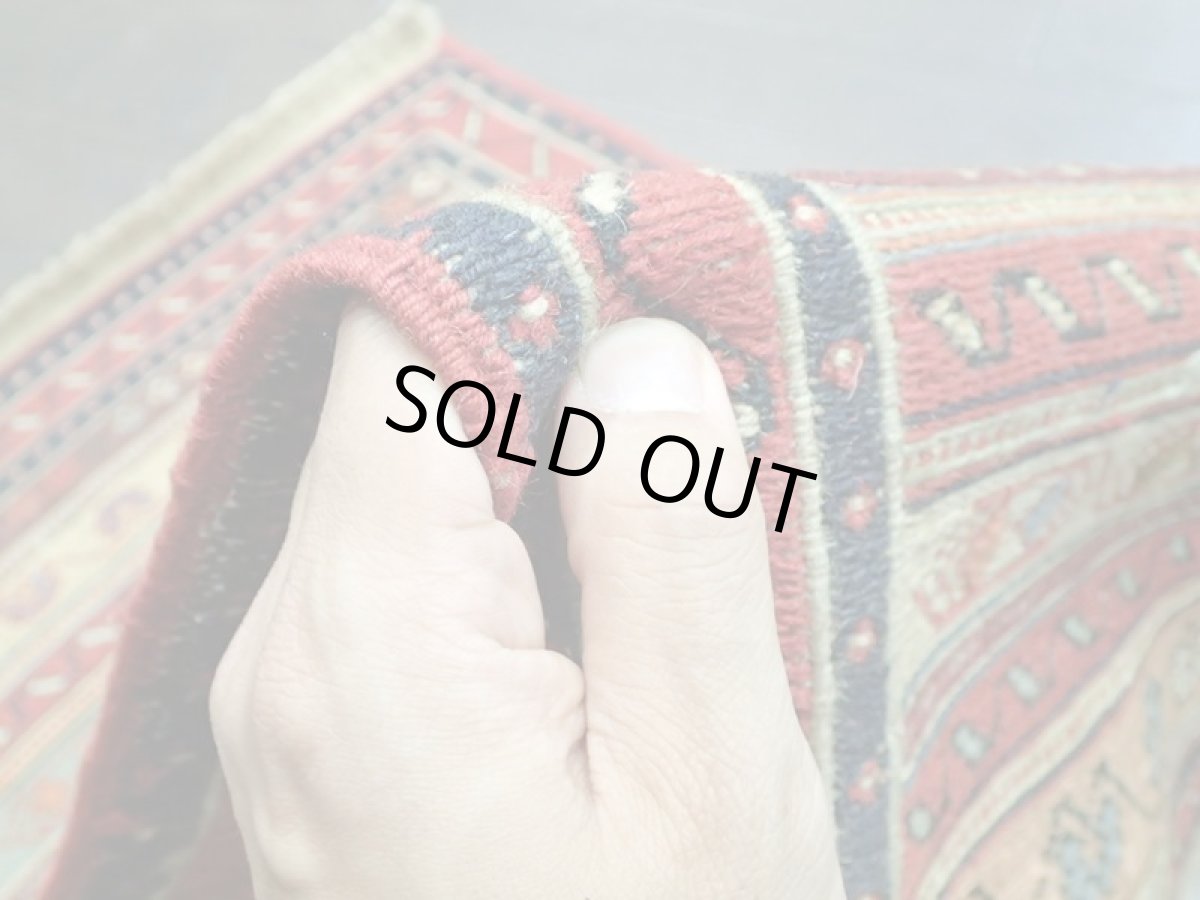 画像8: ペルシャ キリム グーチャン 1m 玄関 マット サイズ 100 x 52 cm 134 スマック 手織り トライバル ラグ 天然 ウール マット 絨毯 カーペット カラフル ラフラ ボーダー (8)