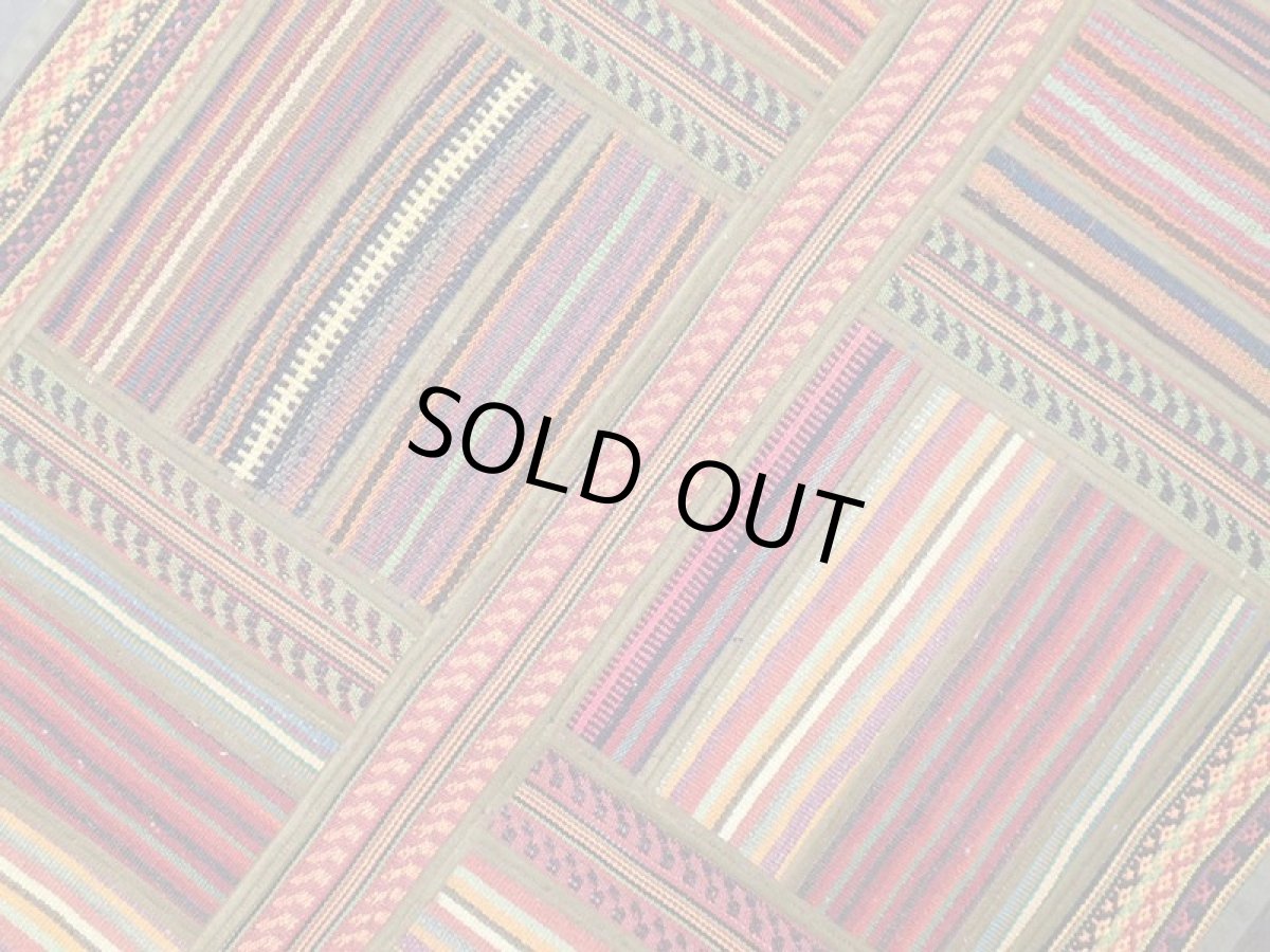 画像5: ペルシャ キリム ジャジム パッチワーク ラグ 縦1.2m アクセント サイズ 123 x 85 cm No.5485 平織り 天然 ウール 絨毯 敷物 マット カーペット 茶 赤 黄 カラフル マルチカラー  縞 模様 n-5485-123085sa08 (5)