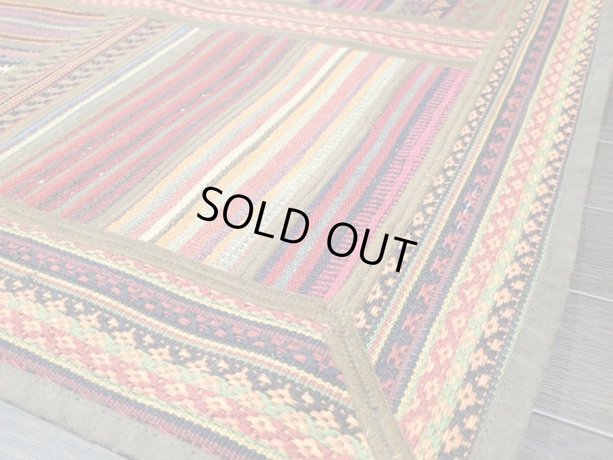 画像7: ペルシャ キリム ジャジム パッチワーク ラグ 縦1.2m アクセント サイズ 123 x 85 cm No.5485 平織り 天然 ウール 絨毯 敷物 マット カーペット 茶 赤 黄 カラフル マルチカラー  縞 模様 n-5485-123085sa08 (7)