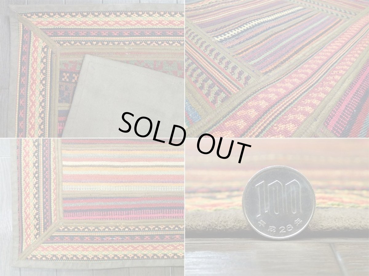 画像12: ペルシャ キリム ジャジム パッチワーク ラグ 縦1.2m アクセント サイズ 123 x 85 cm No.5485 平織り 天然 ウール 絨毯 敷物 マット カーペット 茶 赤 黄 カラフル マルチカラー  縞 模様 n-5485-123085sa08 (12)