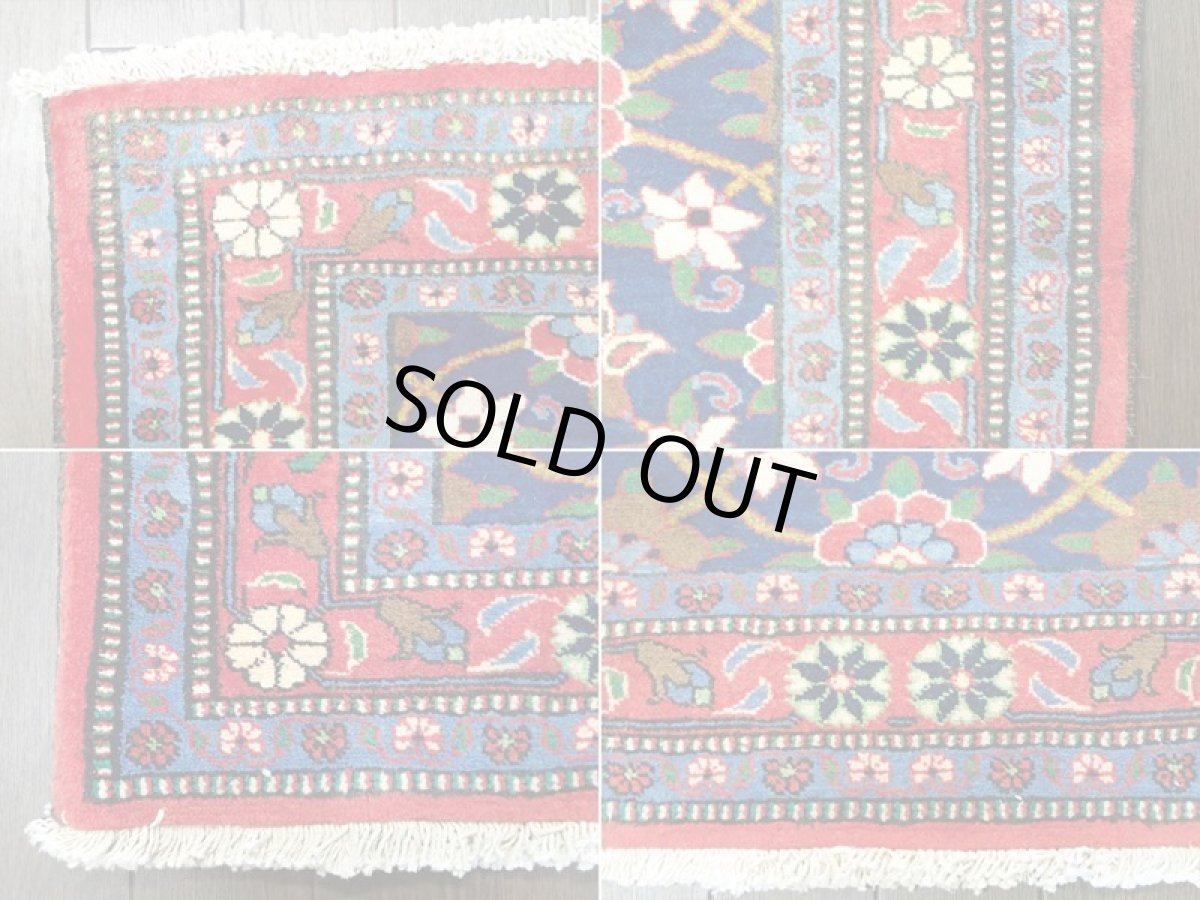 画像11: ペルシャ 絨毯 ハマダン 1.6m センター サイズ 156 x 105 cm 27 トライバル ラグ 天然 ウール 敷物 マット カーペット 青 赤 花柄 (11)