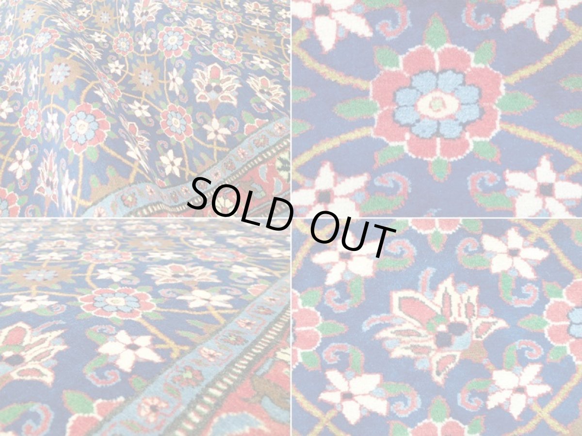 画像10: ペルシャ 絨毯 ハマダン 1.6m センター サイズ 156 x 105 cm 27 トライバル ラグ 天然 ウール 敷物 マット カーペット 青 赤 花柄 (10)