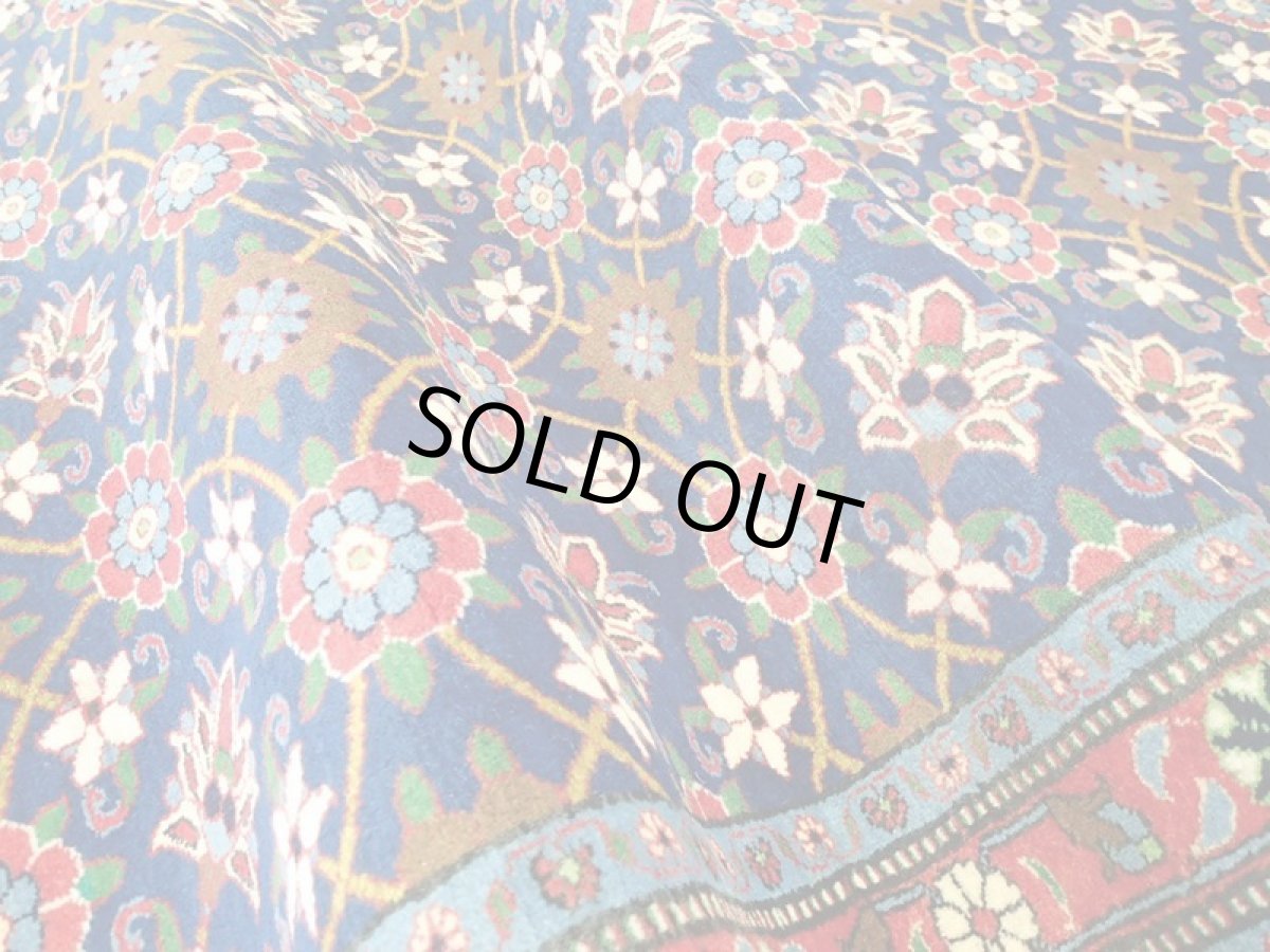 画像8: ペルシャ 絨毯 ハマダン 1.6m センター サイズ 156 x 105 cm 27 トライバル ラグ 天然 ウール 敷物 マット カーペット 青 赤 花柄 (8)