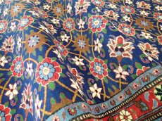 画像8: ペルシャ 絨毯 ハマダン 1.6m センター サイズ 156 x 105 cm 27 トライバル ラグ 天然 ウール 敷物 マット カーペット 青 赤 花柄 (8)