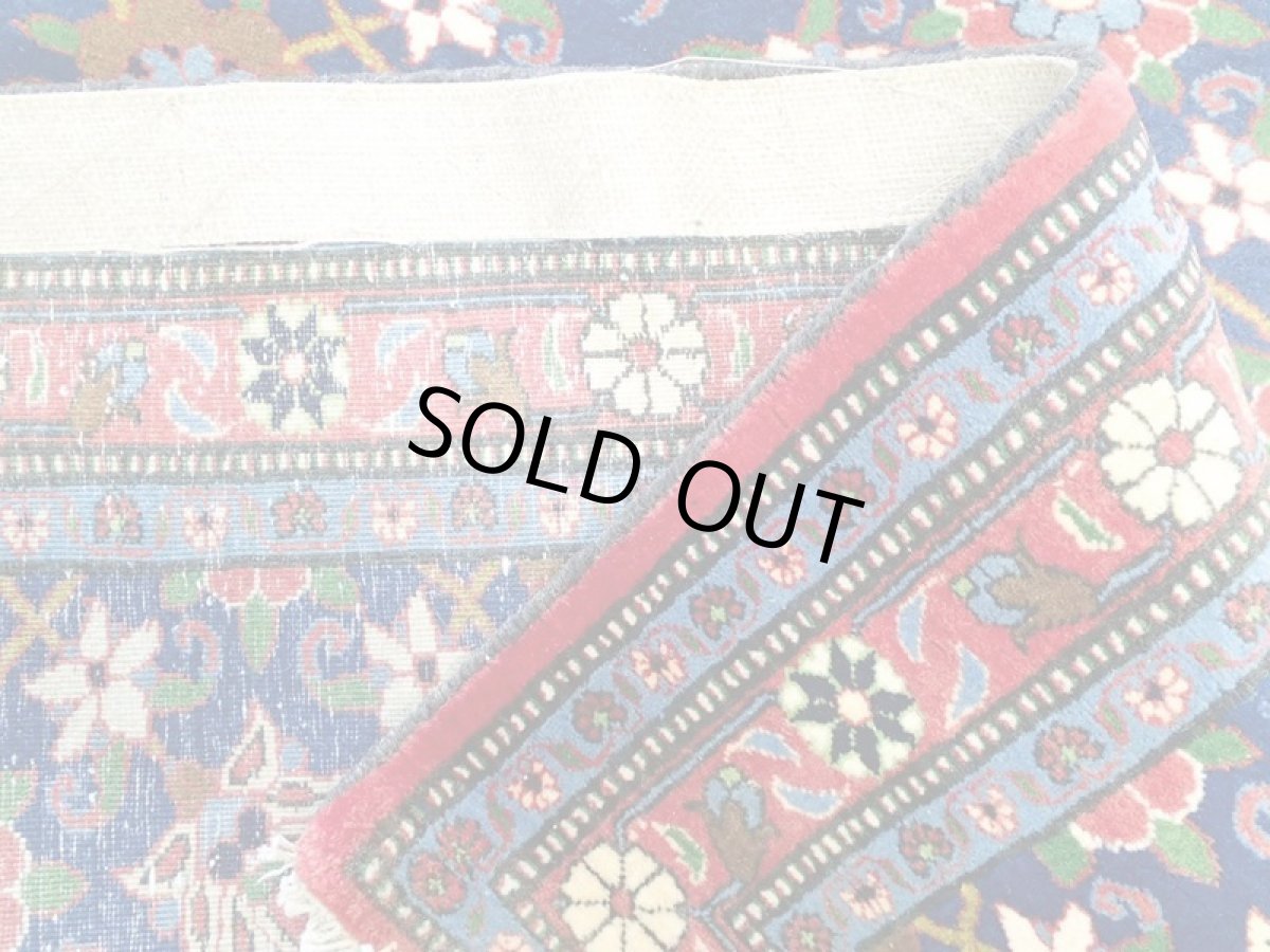 画像9: ペルシャ 絨毯 ハマダン 1.6m センター サイズ 156 x 105 cm 27 トライバル ラグ 天然 ウール 敷物 マット カーペット 青 赤 花柄 (9)