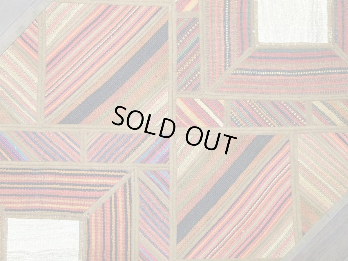 画像5: ペルシャ キリム ジャジム パッチワーク ラグ 1.3m アクセント サイズ 134 x 68 cm 5492 平織り 天然 ウール 絨毯 敷物 マット カーペット 茶 赤 黄 クリーム カラフル マルチカラー 縞 模様 (5)