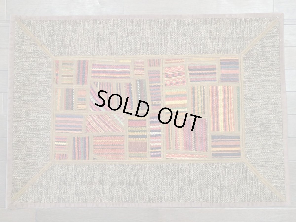 画像2: ペルシャ キリム パッチワーク ラグ 玄関 マット サイズ 92 x 64  cm 1764 平織り 天然 ウール 絨毯 敷物 カーペット 茶 灰 赤 黄 マルチ カラー (2)