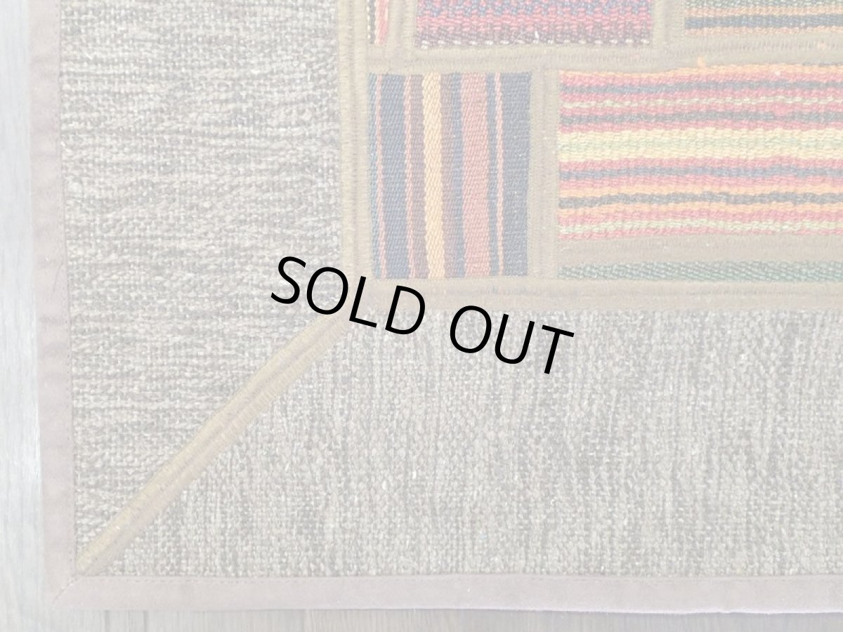 画像8: ペルシャ キリム パッチワーク ラグ 玄関 マット サイズ 92 x 64  cm 1764 平織り 天然 ウール 絨毯 敷物 カーペット 茶 灰 赤 黄 マルチ カラー (8)