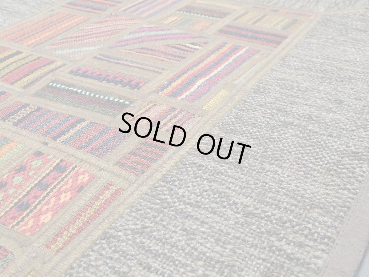 画像7: ペルシャ キリム パッチワーク ラグ 玄関 マット サイズ 92 x 64  cm 1764 平織り 天然 ウール 絨毯 敷物 カーペット 茶 灰 赤 黄 マルチ カラー (7)