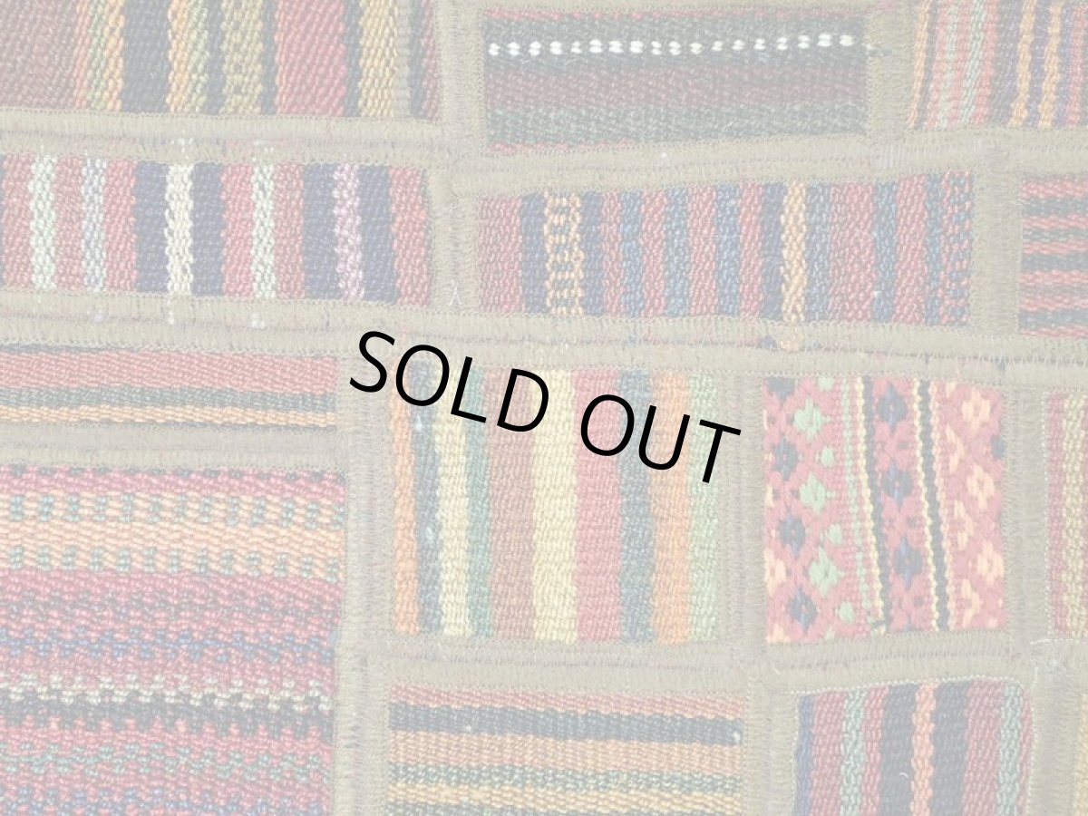 画像10: ペルシャ キリム パッチワーク ラグ 玄関 マット サイズ 92 x 64  cm 1764 平織り 天然 ウール 絨毯 敷物 カーペット 茶 灰 赤 黄 マルチ カラー (10)