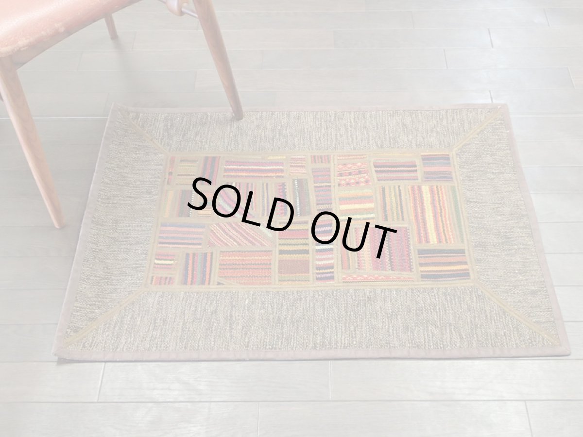 画像3: ペルシャ キリム パッチワーク ラグ 玄関 マット サイズ 92 x 64  cm 1764 平織り 天然 ウール 絨毯 敷物 カーペット 茶 灰 赤 黄 マルチ カラー (3)